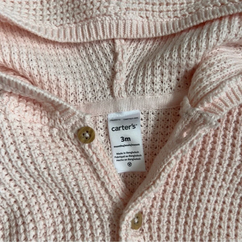 Carter’s Pink Baby Girl Knit Cardigan size 3 months